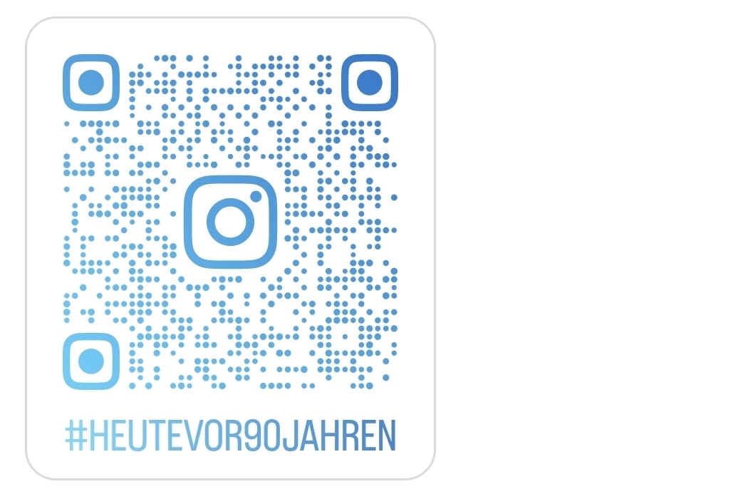 QR-Code zum Instagram-Hashtag "Heute vor 90 Jahren"